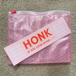 Glossier Austin Popup “Honk If You Look Good” License Plate Sticker.